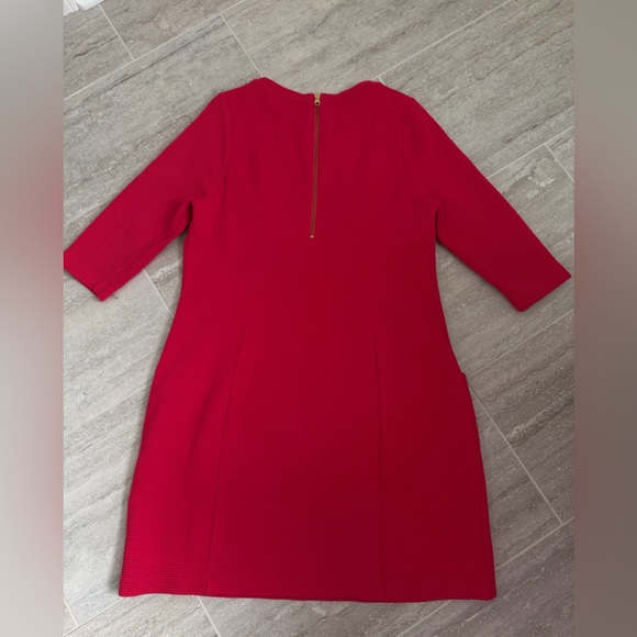 Boden Red Textured Shift Dress Pockets 3/4 Sleeve Work Office Size 14 L - Picture 6 of 9